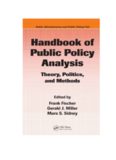 Handbook of Public Policy Analysis: Theory, Politics, and Methods (Public Administration and Public Policy)
