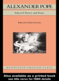 Alexander Pope: Selected Poetry and Prose