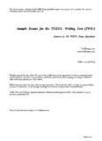 Sample Essays for the TOEFL Writing Test (TWE