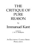 THE CRITIQUE OF PURE REASON Immanuel Kant