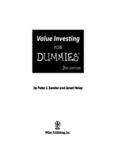 Value Investing For Dummies (For Dummies (Business & Personal Finance))