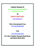 Solution Manuals Of ADVANCED ENGINEERING MATHEMATICS ERWIN 