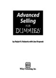 Advanced Selling For Dummies (For Dummies (Business & Personal Finance))