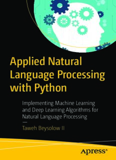 Applied Natural Language Processing with Python: Implementing Machine Learning and Deep Learning Algorithms for Natural Language Processing