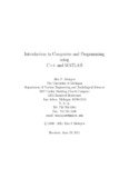 Introduction to Computers and Programming using C++ and MATLAB