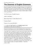 The Grammar of English Grammars - Social Sciences And Humanities